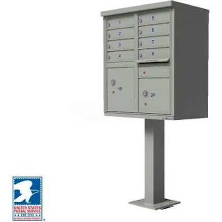 FLORENCE MFG CO Vital Cluster Box Unit, 8 Mailboxes, 2 Parcel Lockers, Postal Grey 1570-8AF